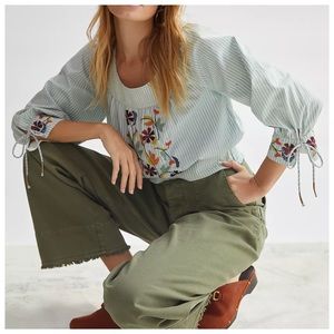 LAST CHANCE Anthropologie beaded puff-sleeve blouse